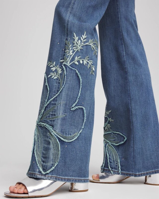 Applique Decorated Denim Jeans - image 4
